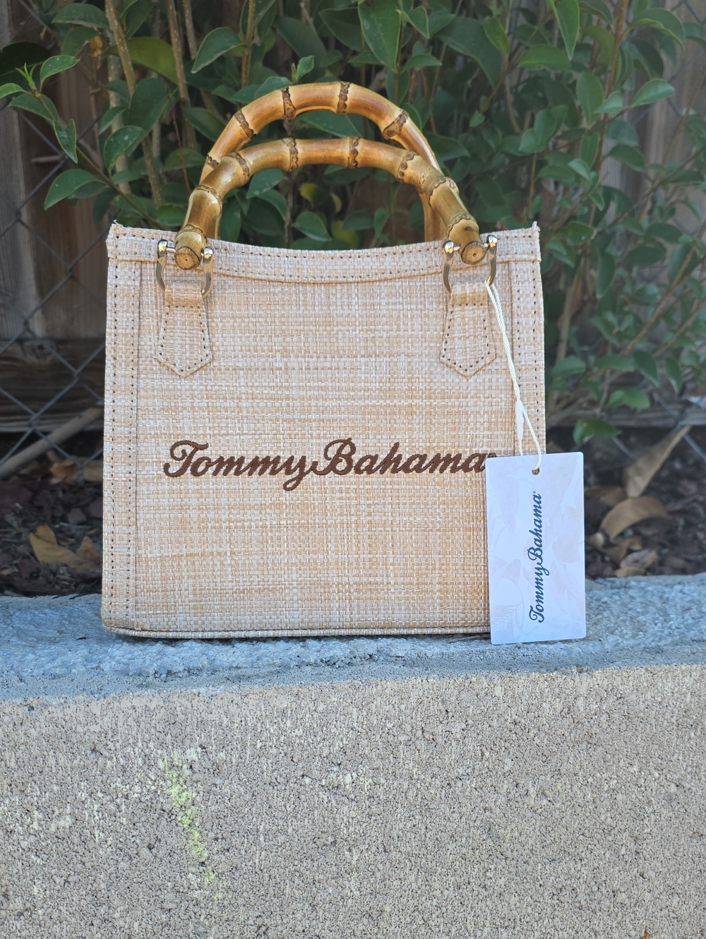 Tommy Bahama Tote with Bamboo Handles